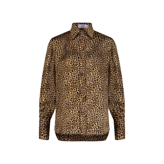 Leopard-print Satin Shirt