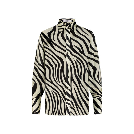 Zebra-print Satin Shirt