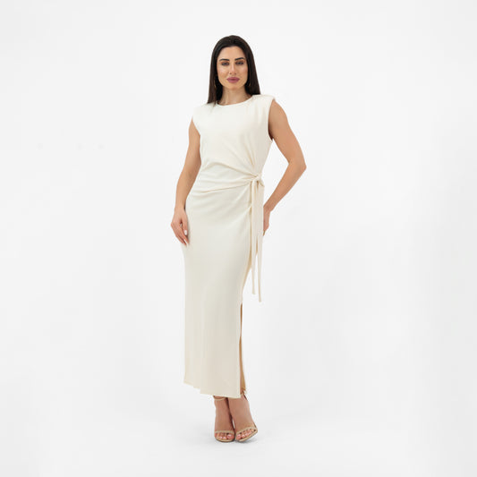 CLASSIC CREAM SIDE-KNOT DRESS
