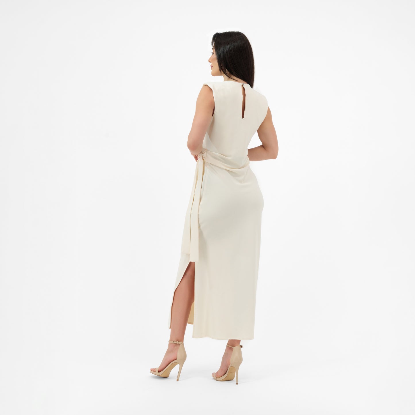 CLASSIC CREAM SIDE-KNOT EVENING GOWN