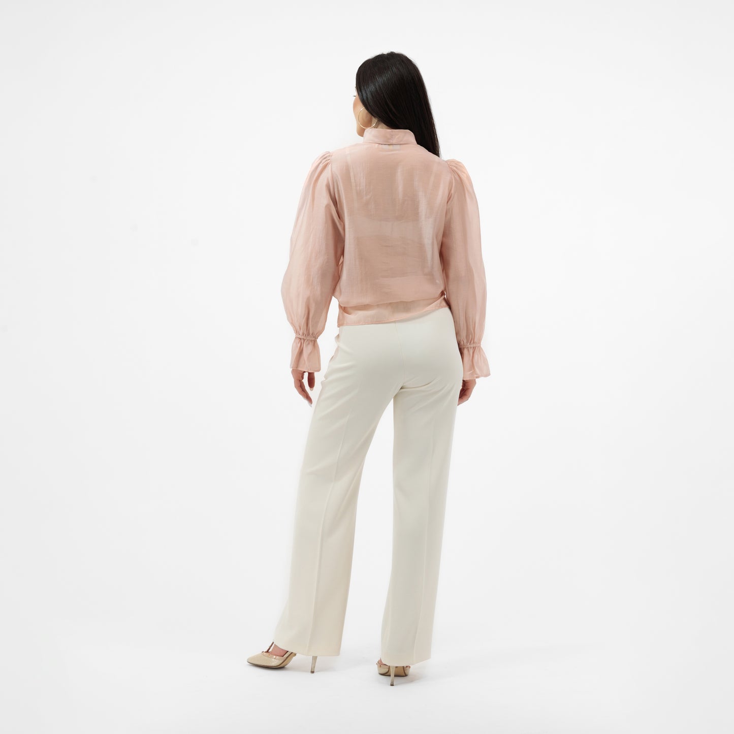 ELEGANT BEIGE BOW-TIE BLOUSE