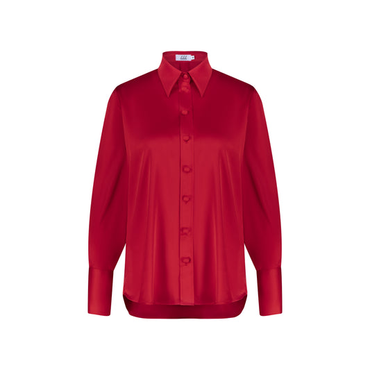 Cherry Red Satin Shirt