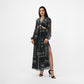 LONG SLEEVE PRINTED MAXI DRESS WITH SIDE CUT-OUTS