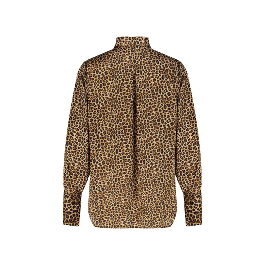 Leopard-print Satin Shirt