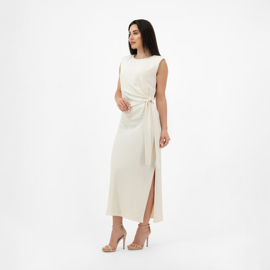 CLASSIC CREAM SIDE-KNOT EVENING GOWN