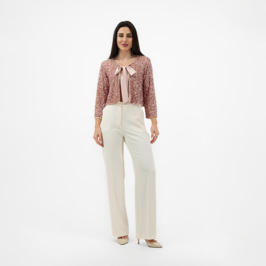 ROSÉ SEQUIN CROPPED JACKET